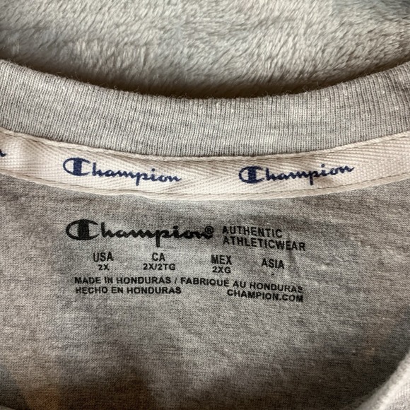 Champion Women's T Shirt 2X Classic Tee Top Short Sleeve Gray Crew‎ Neck NWT - Picture 5 of 9